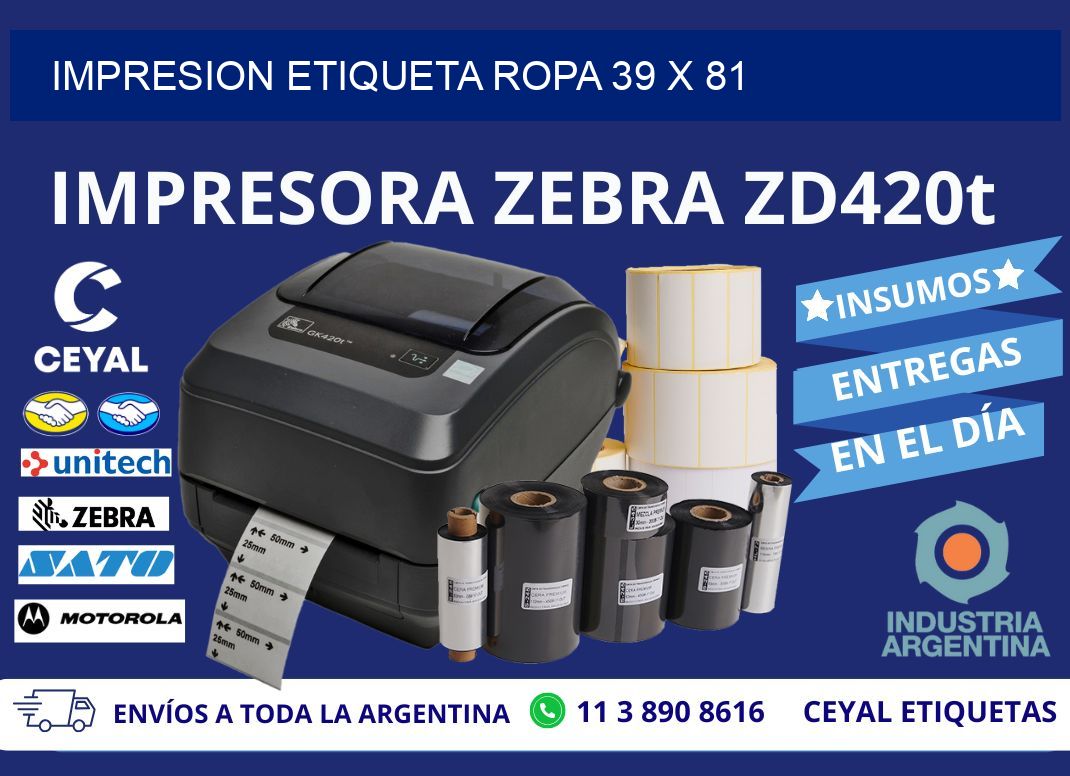 IMPRESION ETIQUETA ROPA 39 x 81