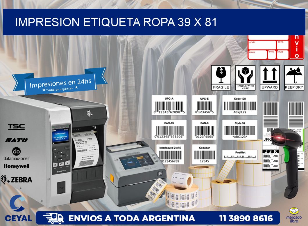 IMPRESION ETIQUETA ROPA 39 x 81