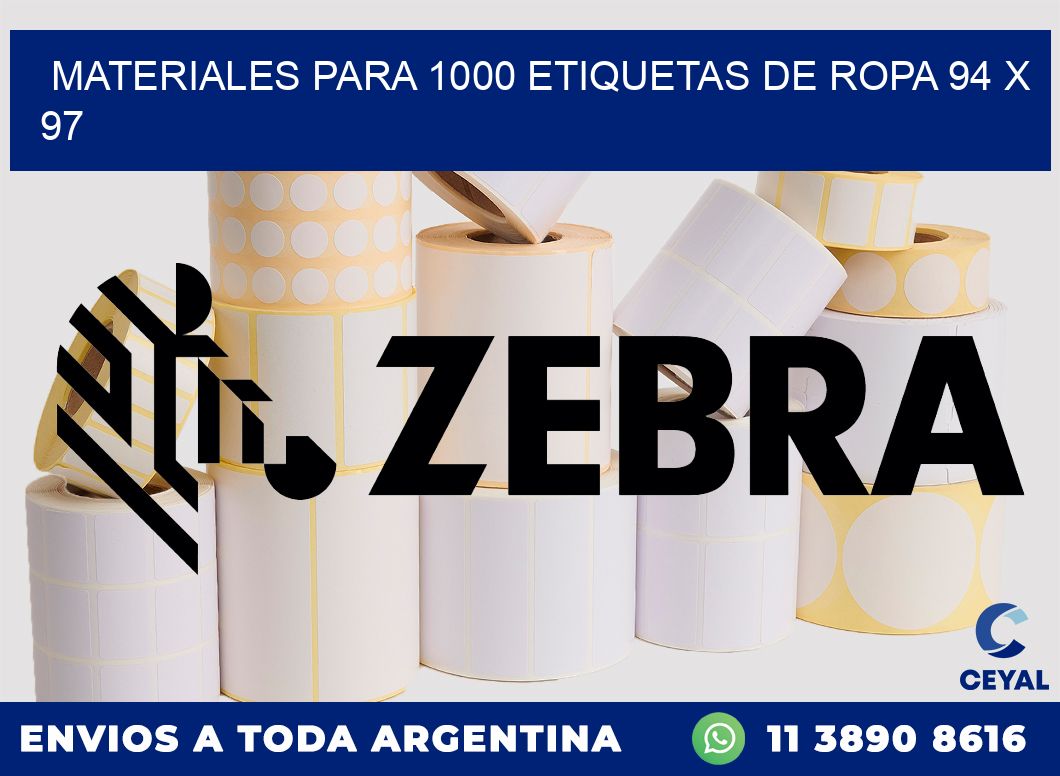 MATERIALES PARA 1000 ETIQUETAS DE ROPA 94 x 97