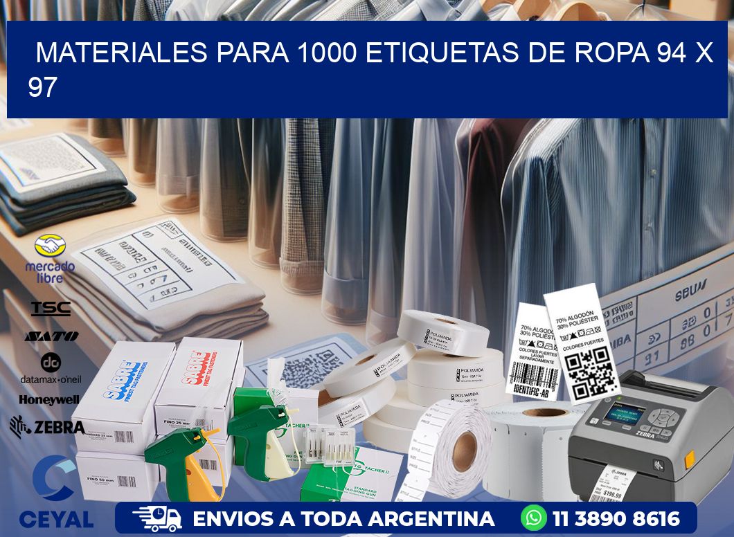 MATERIALES PARA 1000 ETIQUETAS DE ROPA 94 x 97