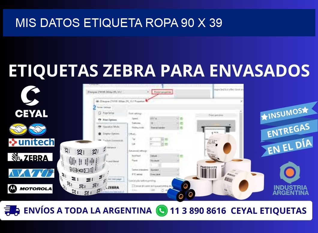 MIS DATOS ETIQUETA ROPA 90 x 39