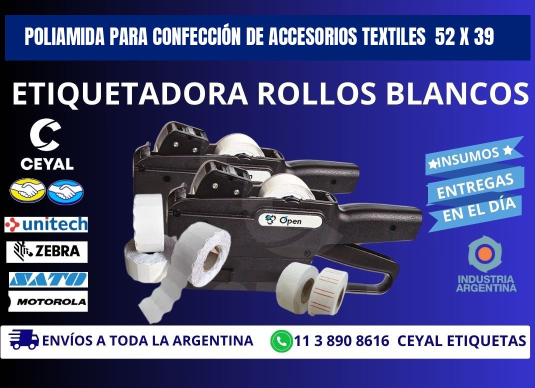 POLIAMIDA PARA CONFECCIÓN DE ACCESORIOS TEXTILES  52 x 39