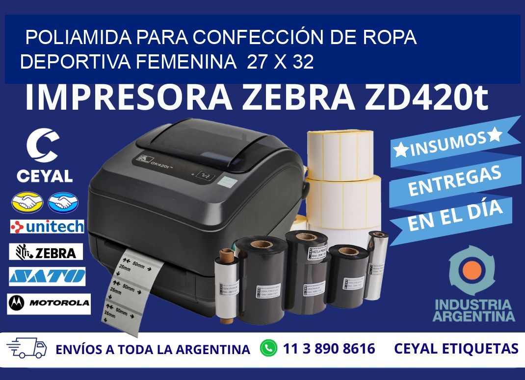 POLIAMIDA PARA CONFECCIÓN DE ROPA DEPORTIVA FEMENINA  27 x 32