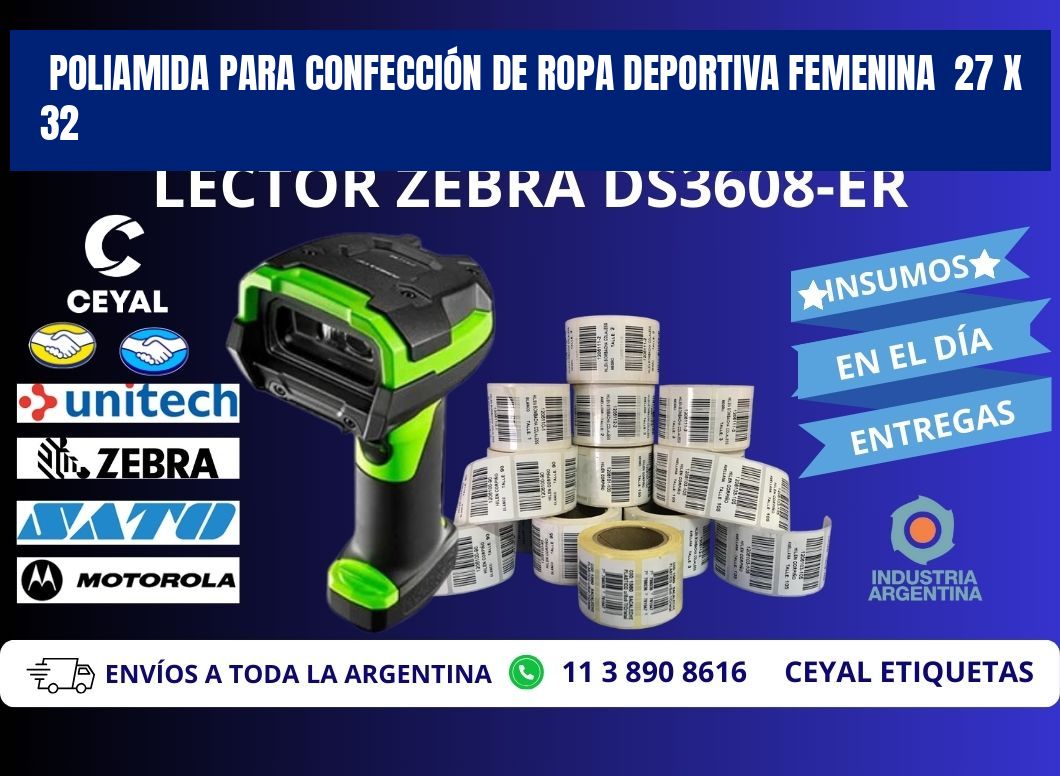 POLIAMIDA PARA CONFECCIÓN DE ROPA DEPORTIVA FEMENINA  27 x 32