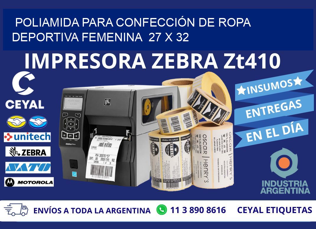 POLIAMIDA PARA CONFECCIÓN DE ROPA DEPORTIVA FEMENINA  27 x 32