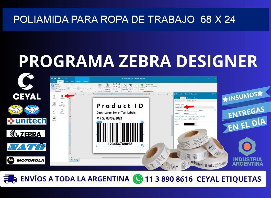 POLIAMIDA PARA ROPA DE TRABAJO  68 x 24