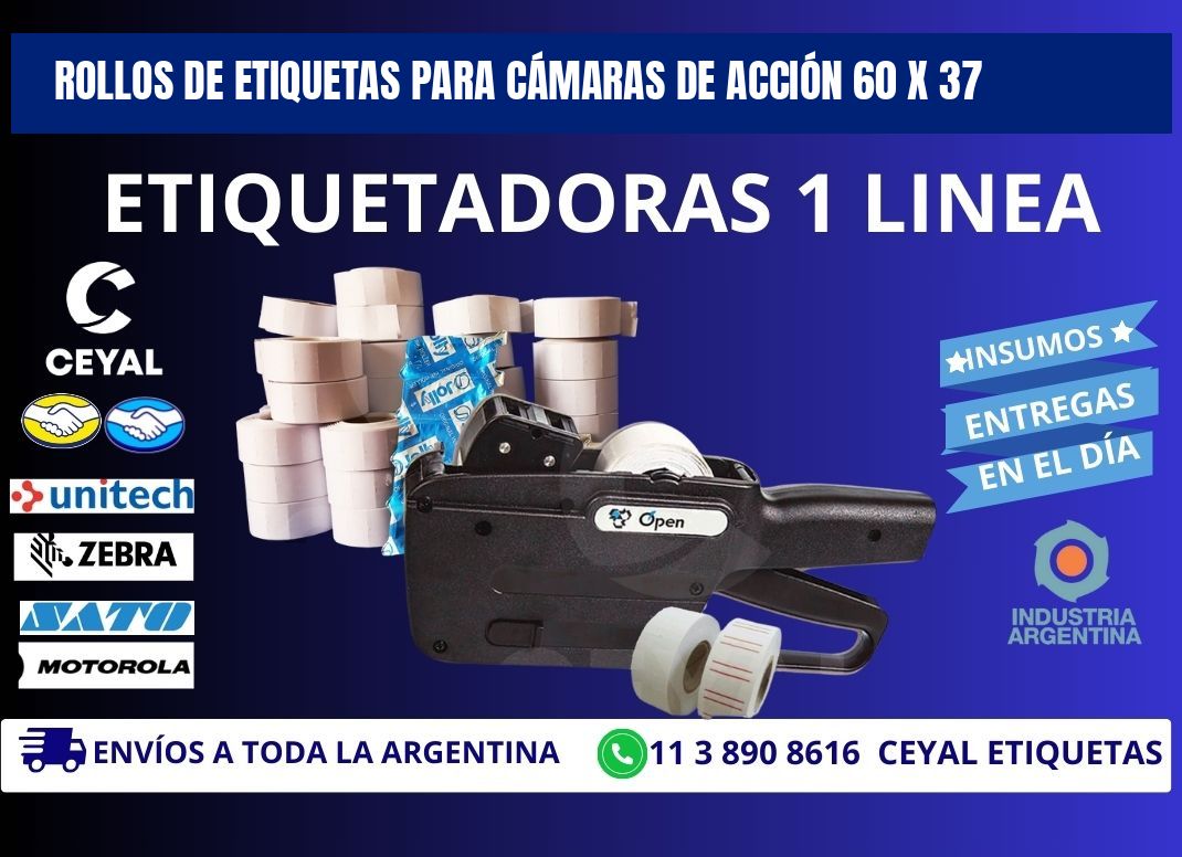 ROLLOS DE ETIQUETAS PARA CÁMARAS DE ACCIÓN 60 x 37