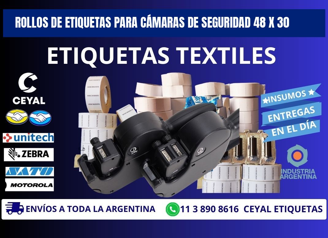ROLLOS DE ETIQUETAS PARA CÁMARAS DE SEGURIDAD 48 x 30