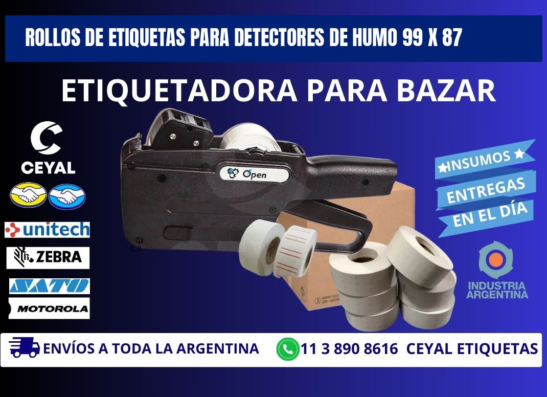 ROLLOS DE ETIQUETAS PARA DETECTORES DE HUMO 99 x 87