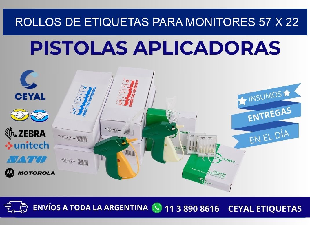 ROLLOS DE ETIQUETAS PARA MONITORES 57 x 22