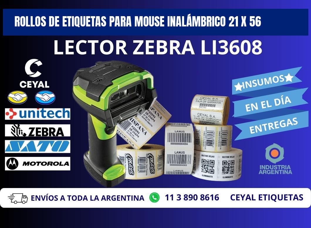 ROLLOS DE ETIQUETAS PARA MOUSE INALÁMBRICO 21 x 56