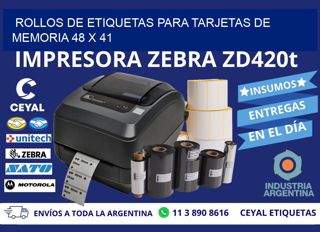 ROLLOS DE ETIQUETAS PARA TARJETAS DE MEMORIA 48 x 41