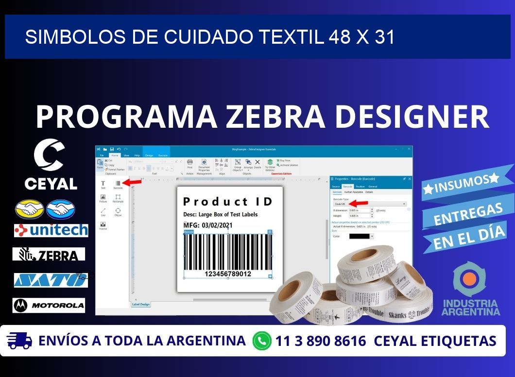 Simbolos de Cuidado Textil 48 x 31