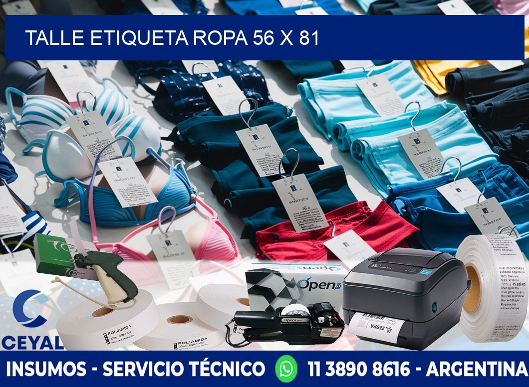 TALLE ETIQUETA ROPA 56 x 81