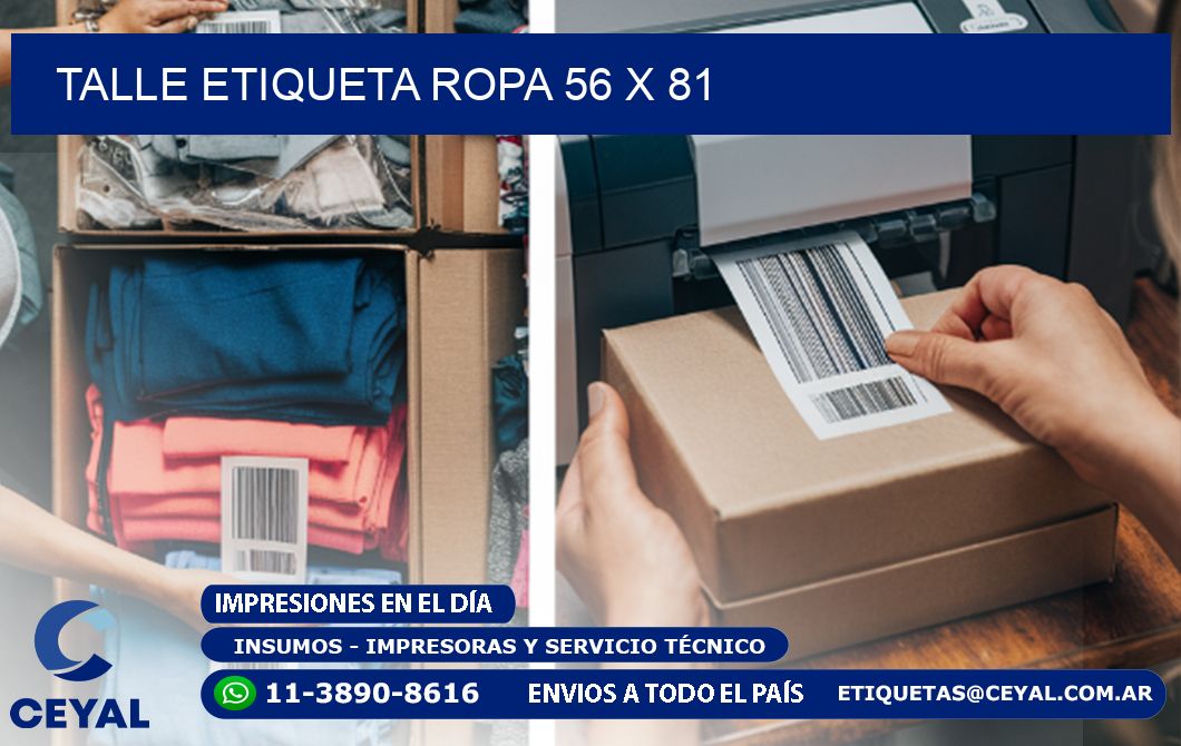 TALLE ETIQUETA ROPA 56 x 81