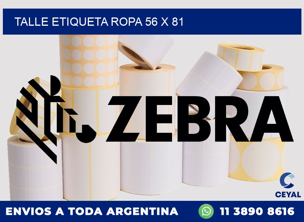 TALLE ETIQUETA ROPA 56 x 81