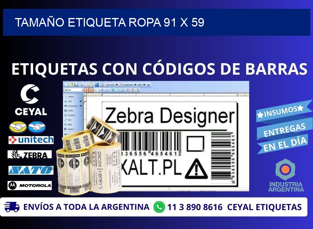 TAMAÑO ETIQUETA ROPA 91 x 59