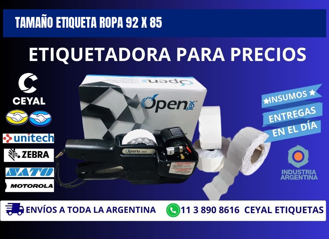 TAMAÑO ETIQUETA ROPA 92 x 85