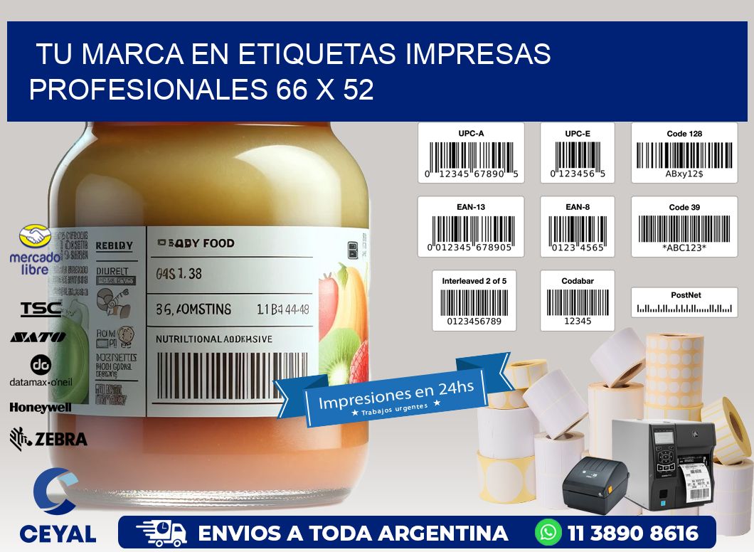 Tu Marca en Etiquetas Impresas Profesionales 66 x 52