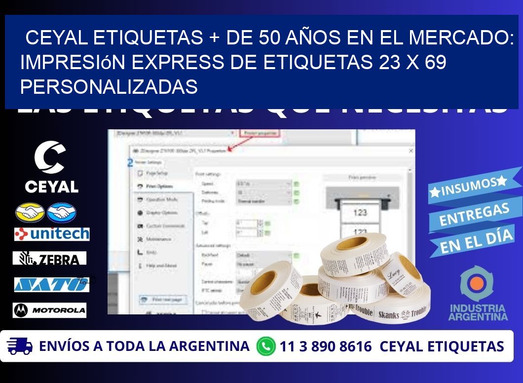CEYAL ETIQUETAS + DE 50 AÑOS EN EL MERCADO: Impresión Express de Etiquetas 23 x 69 Personalizadas