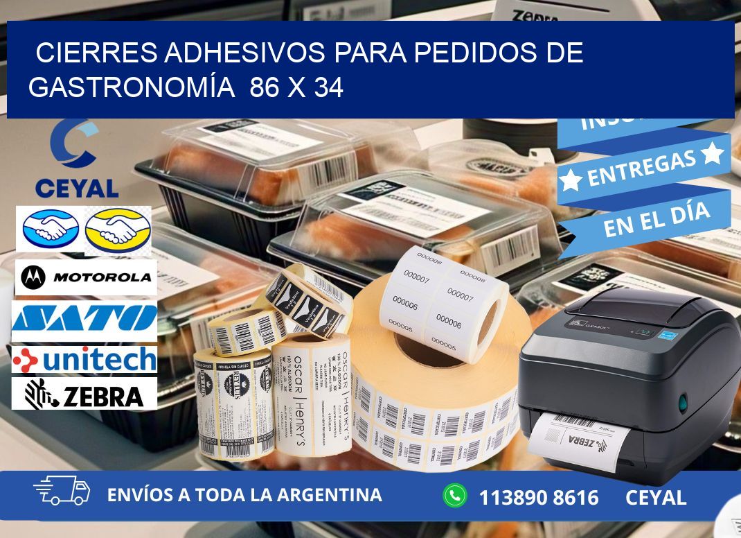CIERRES ADHESIVOS PARA PEDIDOS DE GASTRONOMÍA  86 x 34