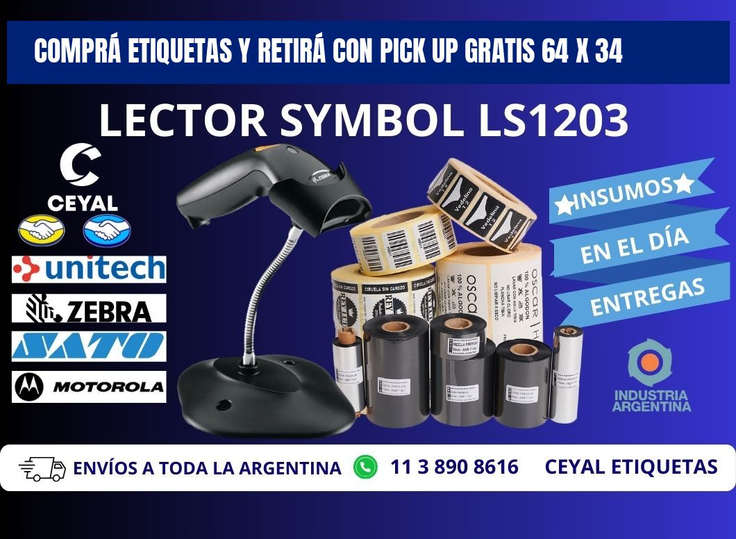 COMPRÁ ETIQUETAS Y RETIRÁ CON PICK UP GRATIS 64 x 34