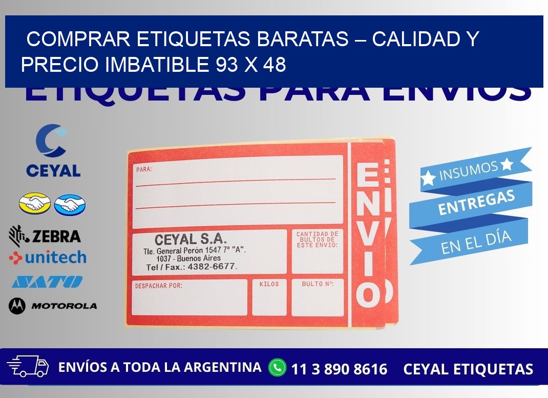 COMPRAR ETIQUETAS BARATAS – CALIDAD Y PRECIO IMBATIBLE 93 x 48