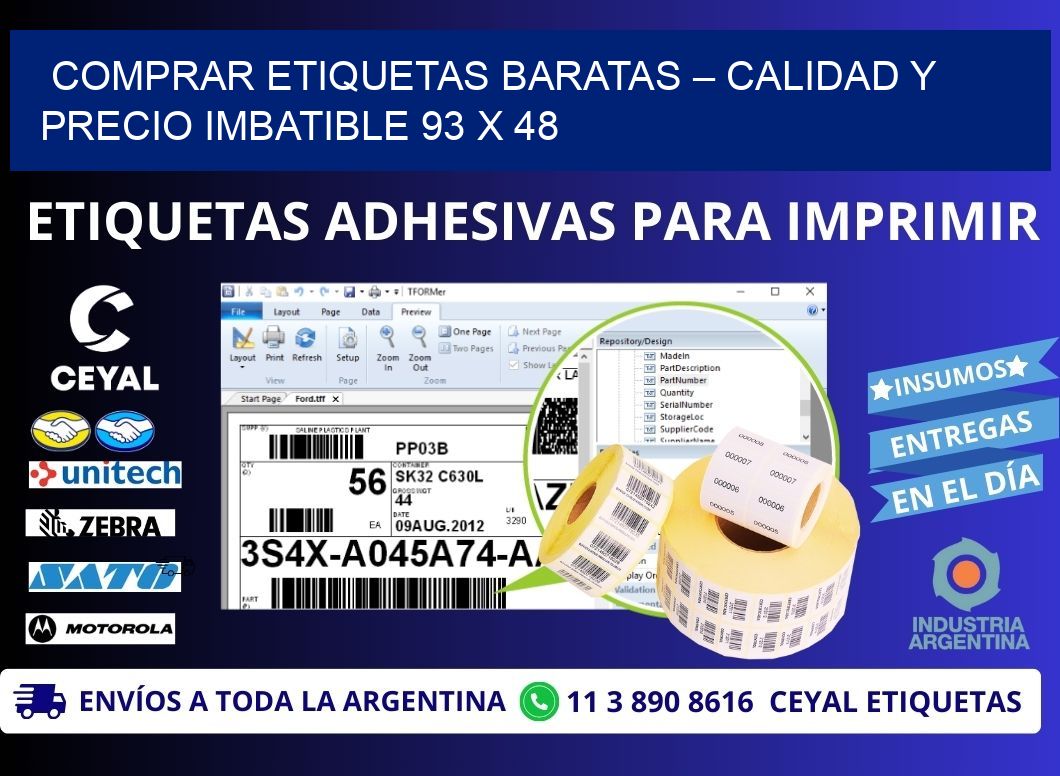 COMPRAR ETIQUETAS BARATAS – CALIDAD Y PRECIO IMBATIBLE 93 x 48
