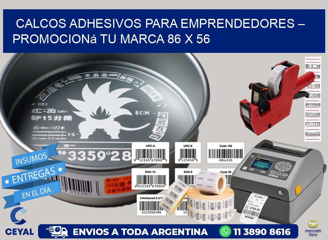 Calcos Adhesivos para Emprendedores – Promocioná Tu Marca 86 x 56