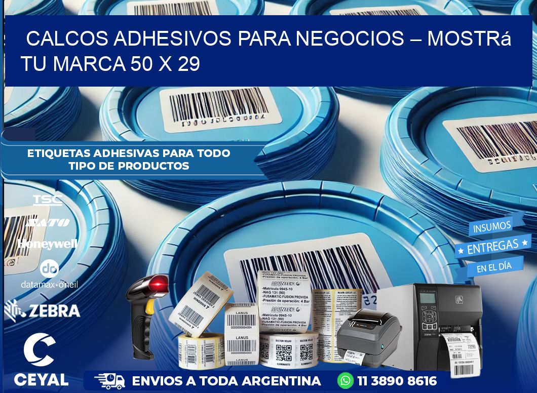 Calcos Adhesivos para Negocios – Mostrá Tu Marca 50 x 29