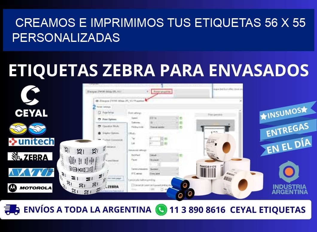 Creamos e Imprimimos tus Etiquetas 56 x 55 Personalizadas