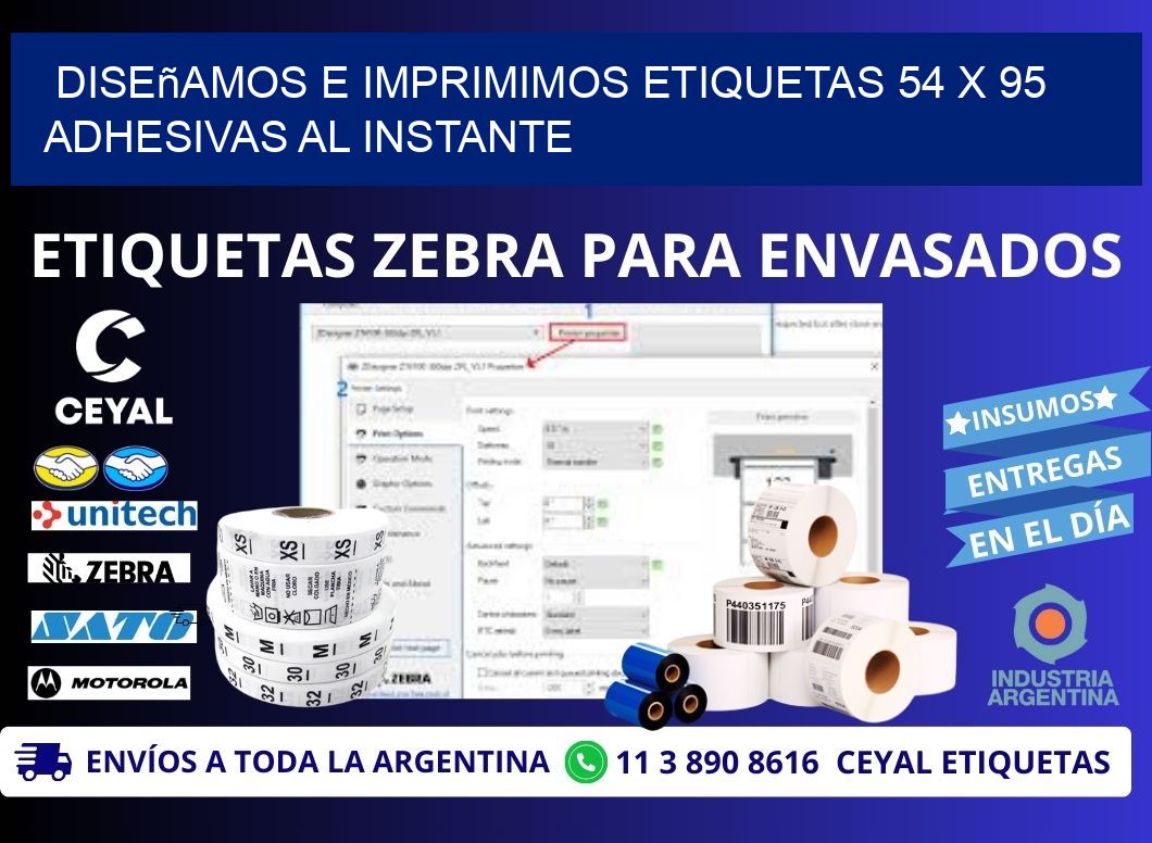 Diseñamos e Imprimimos Etiquetas 54 x 95 Adhesivas al Instante