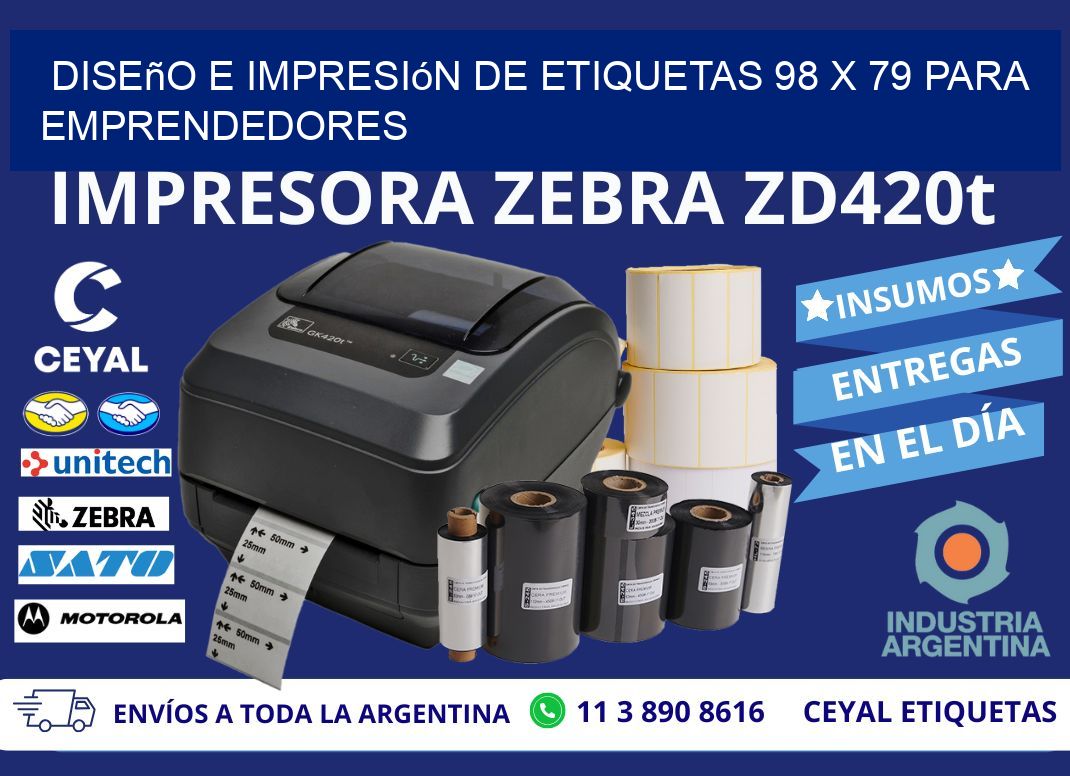Diseño e Impresión de Etiquetas 98 x 79 para Emprendedores