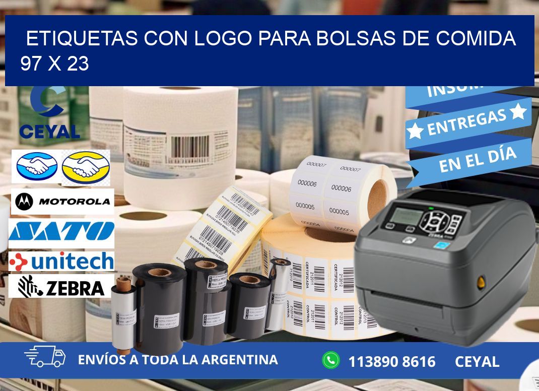 ETIQUETAS CON LOGO PARA BOLSAS DE COMIDA 97 x 23