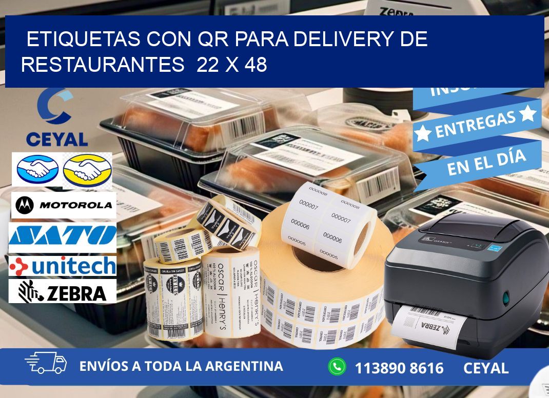 ETIQUETAS CON QR PARA DELIVERY DE RESTAURANTES 22 x 48