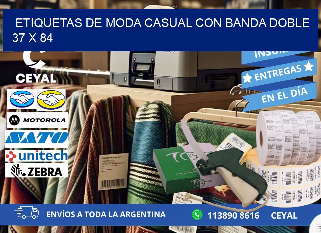 ETIQUETAS DE MODA CASUAL CON BANDA DOBLE 37 x 84