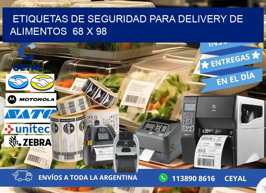 ETIQUETAS DE SEGURIDAD PARA DELIVERY DE ALIMENTOS 68 x 98
