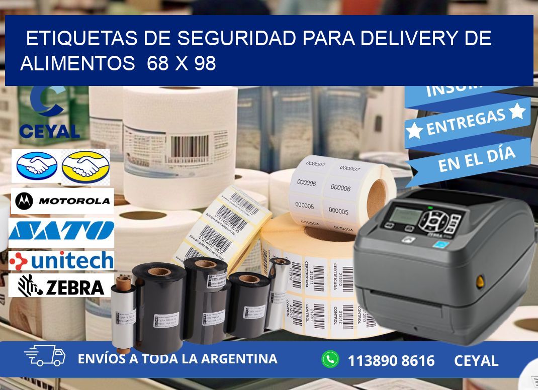 ETIQUETAS DE SEGURIDAD PARA DELIVERY DE ALIMENTOS 68 x 98