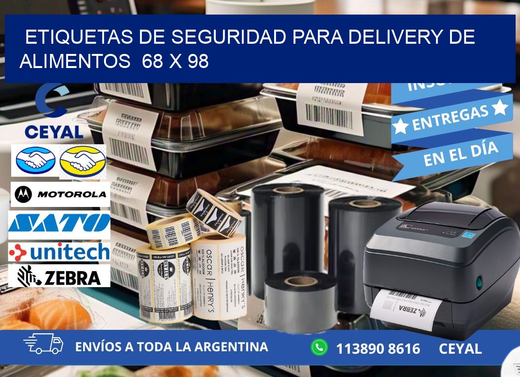 ETIQUETAS DE SEGURIDAD PARA DELIVERY DE ALIMENTOS 68 x 98