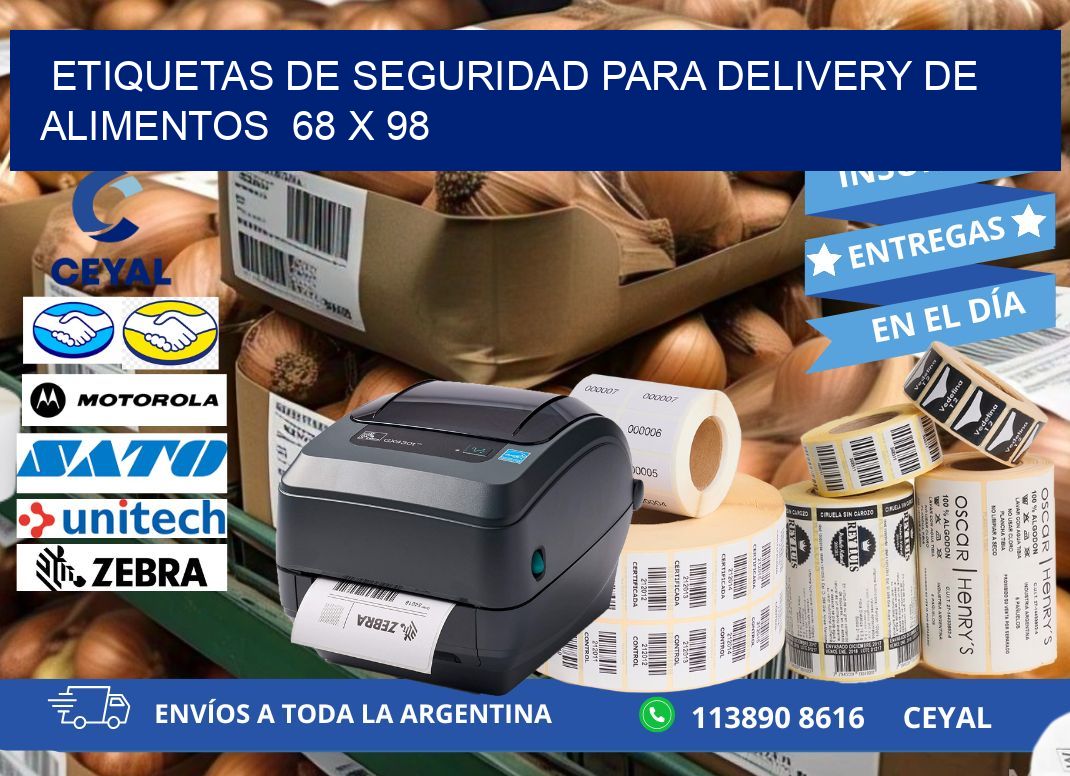 ETIQUETAS DE SEGURIDAD PARA DELIVERY DE ALIMENTOS  68 x 98
