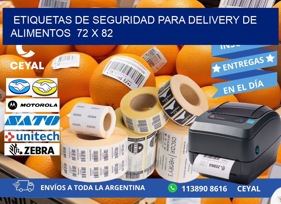 ETIQUETAS DE SEGURIDAD PARA DELIVERY DE ALIMENTOS  72 x 82