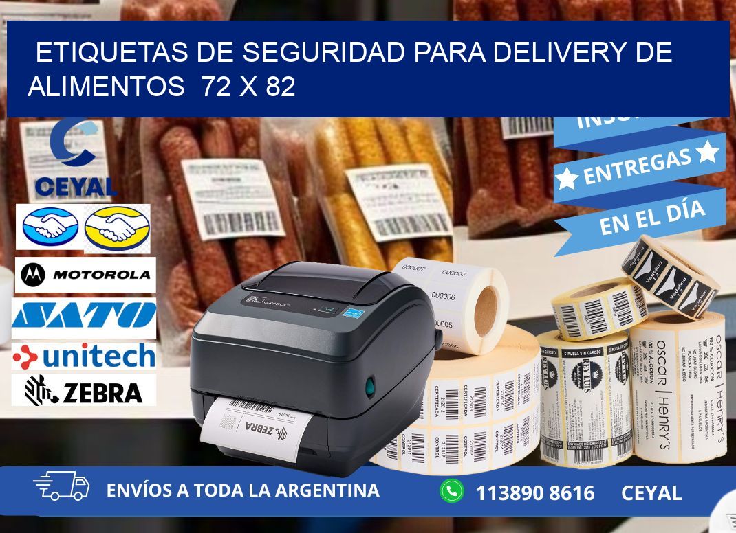 ETIQUETAS DE SEGURIDAD PARA DELIVERY DE ALIMENTOS  72 x 82
