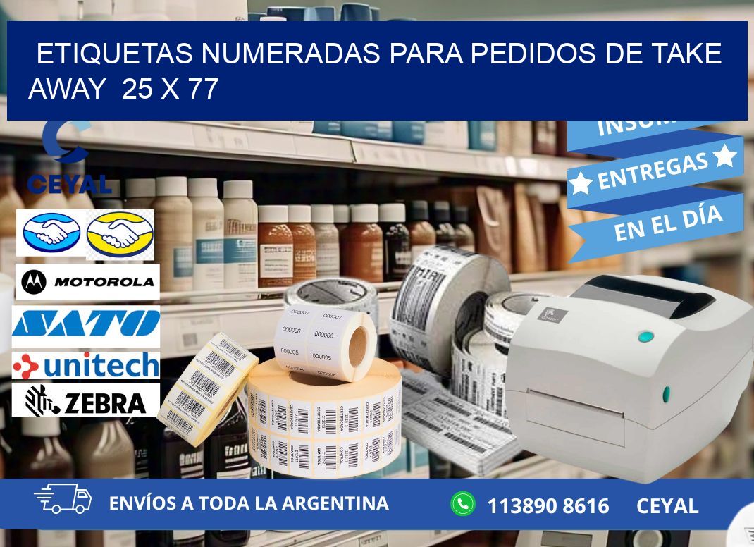 ETIQUETAS NUMERADAS PARA PEDIDOS DE TAKE AWAY 25 x 77