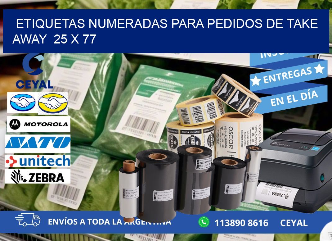 ETIQUETAS NUMERADAS PARA PEDIDOS DE TAKE AWAY 25 x 77