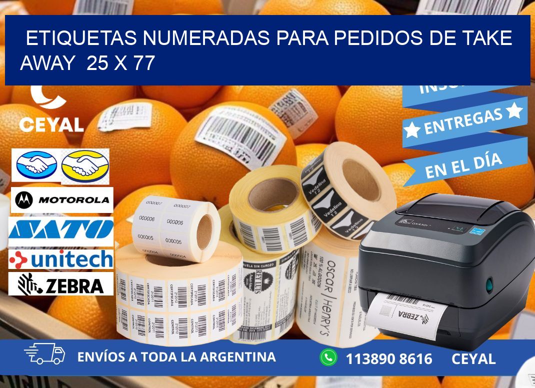 ETIQUETAS NUMERADAS PARA PEDIDOS DE TAKE AWAY 25 x 77