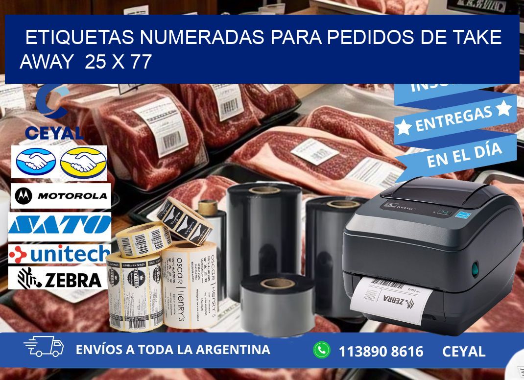 ETIQUETAS NUMERADAS PARA PEDIDOS DE TAKE AWAY 25 x 77