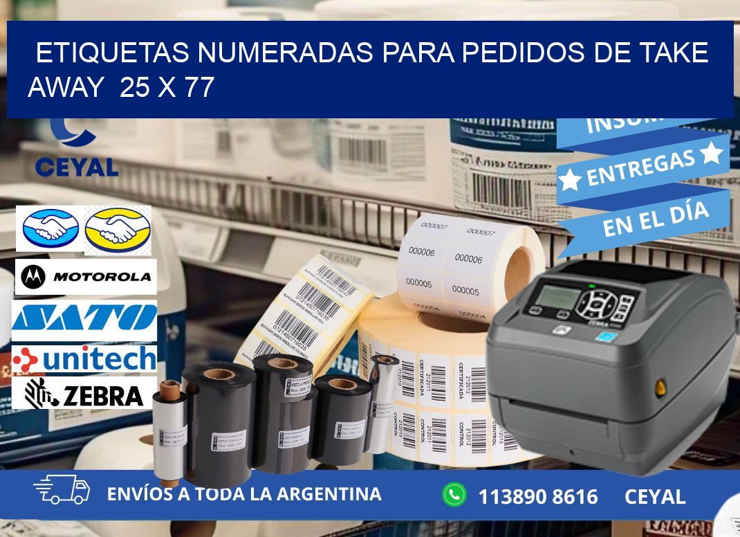 ETIQUETAS NUMERADAS PARA PEDIDOS DE TAKE AWAY  25 x 77