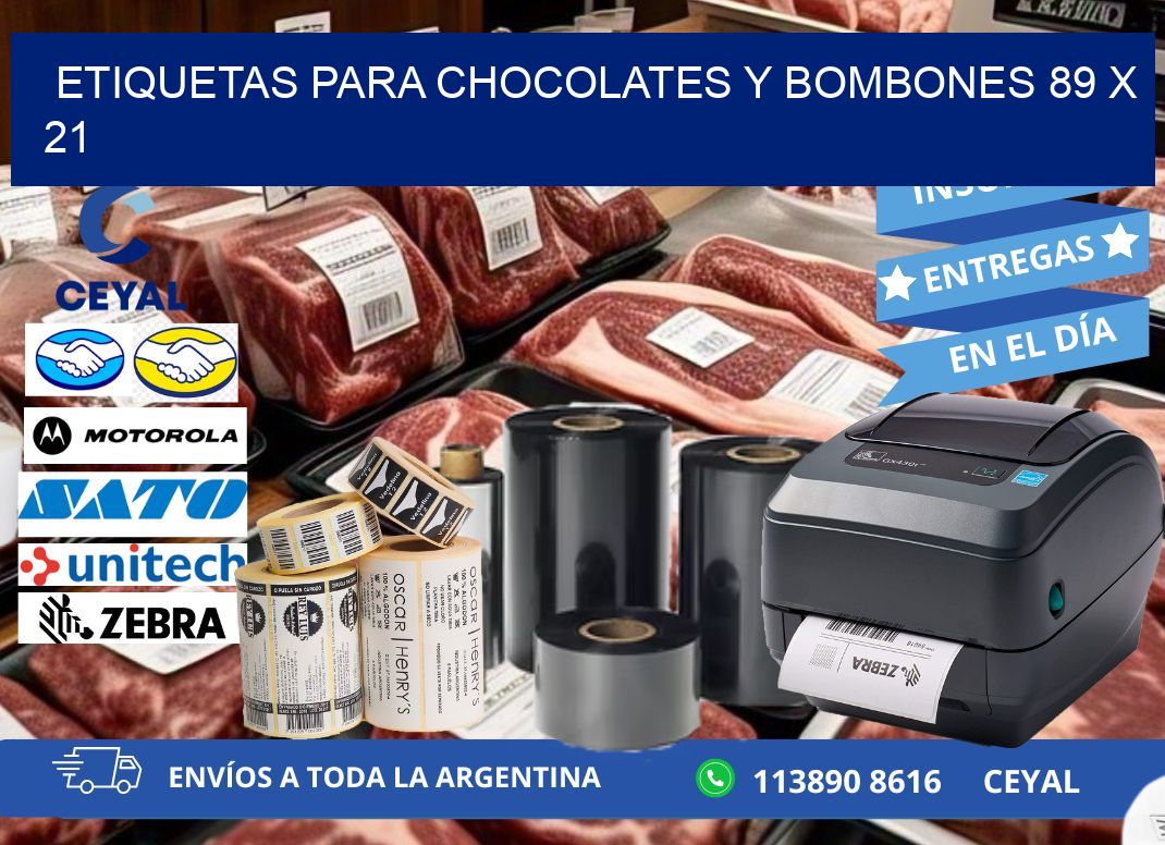 ETIQUETAS PARA CHOCOLATES Y BOMBONES 89 x 21