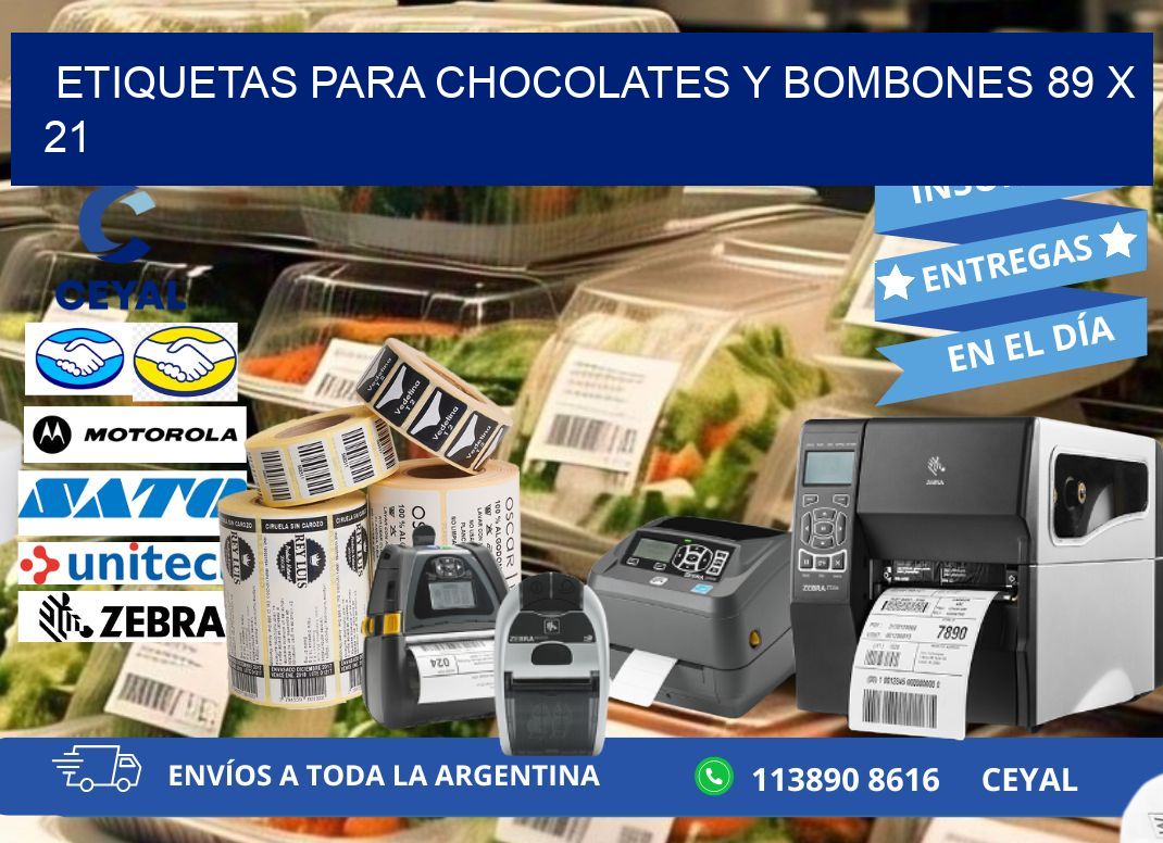 ETIQUETAS PARA CHOCOLATES Y BOMBONES 89 x 21