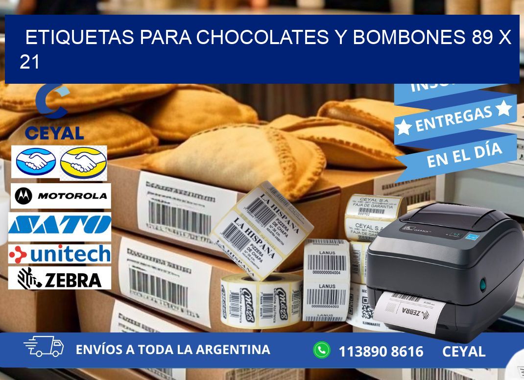ETIQUETAS PARA CHOCOLATES Y BOMBONES 89 x 21